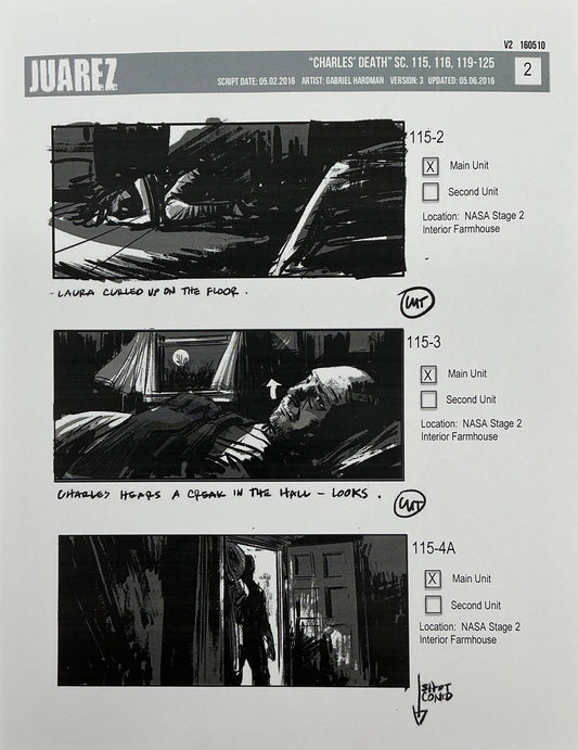Storyboards Juarez Charle's Death Scenes 115-125 Logan (2017) Memorabilia Y'allywood Props 2