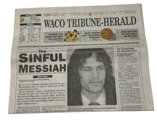 David Koresh Newspaper Waco (2018) Movie Prop Y'allywood Props