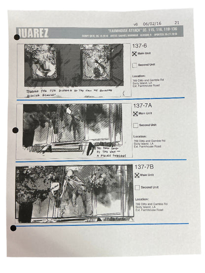 Storyboards Juarez Scene 115, 116, 119-136 Logan (2017) Memorabilia Y'allywood Props Paper 21