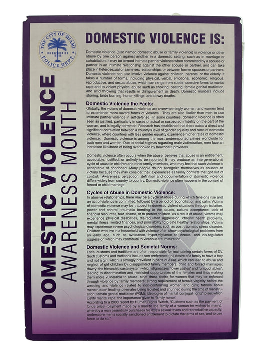 Miami Police Department Domestic Violence Sign Bad Boys For Life (2020) Movie Prop Y'allywood Props