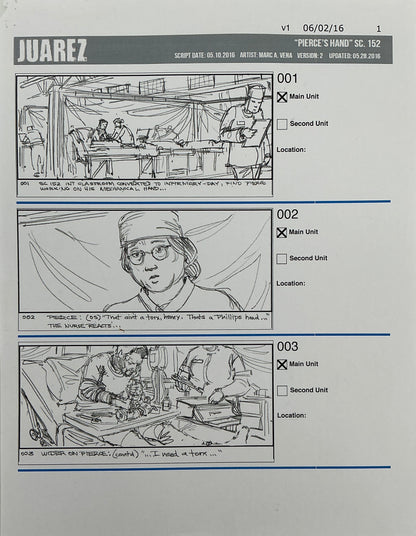 Storyboards Juarez Scene 152 "Pierce's Hand" Logan (2017) Memorabilia Y'allywood Props Paper 1