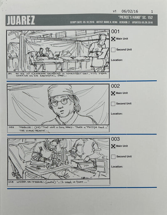Storyboards Juarez Scene 152 "Pierce's Hand" Logan (2017) Memorabilia Y'allywood Props Paper 1