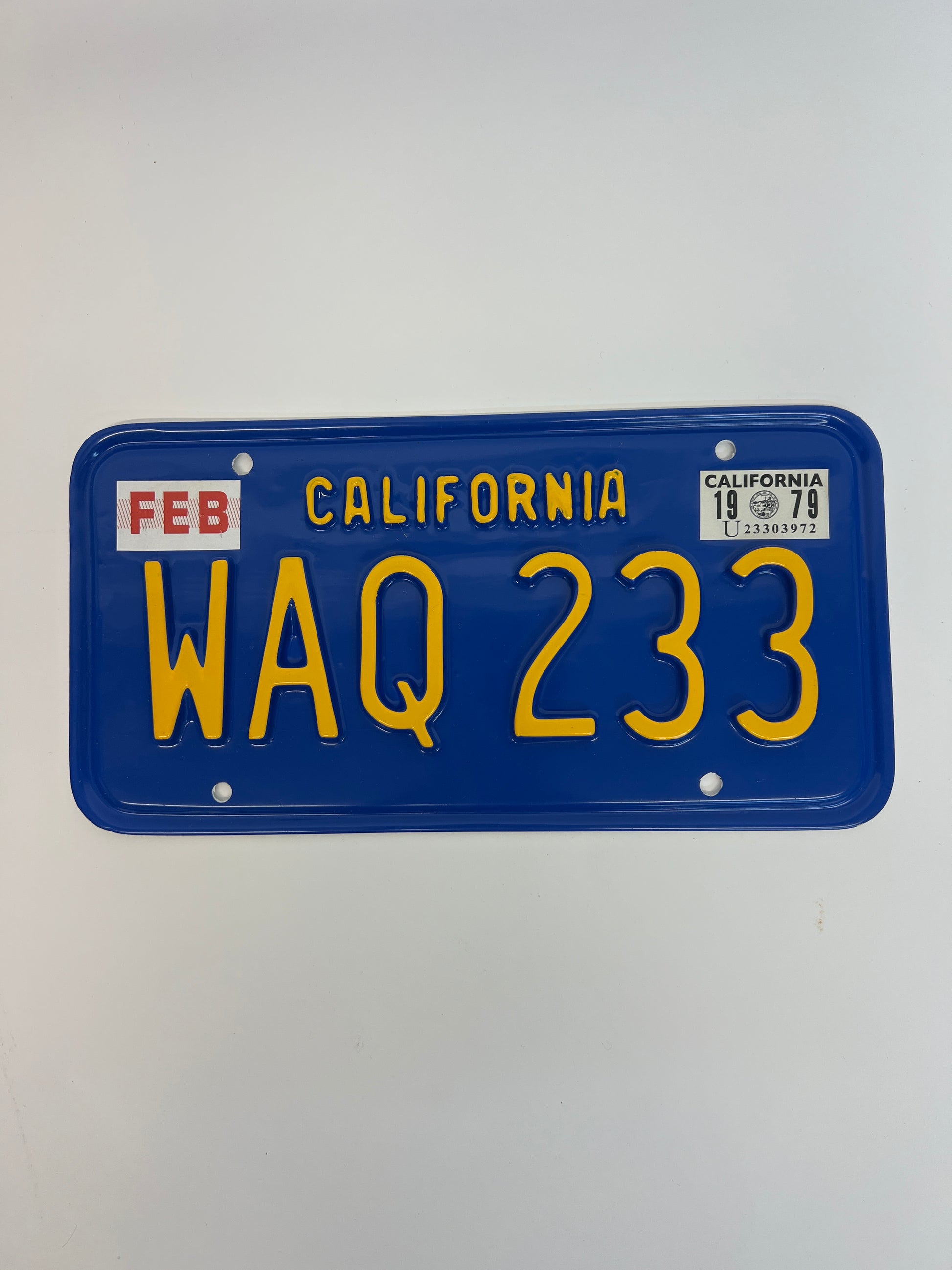 1979 License Plates S1E6 Cobra Kai Movie Prop Y'allywood Props WAQ233 Back Plate Not Clearly Visible  