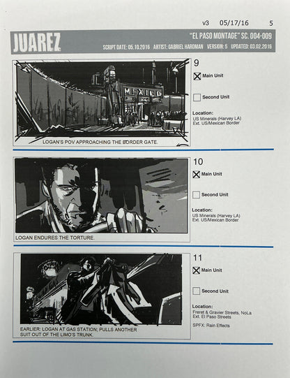 Storyboards Juarez "El Paso Montage" Logan (2017) Memorabilia Y'allywood Props 5