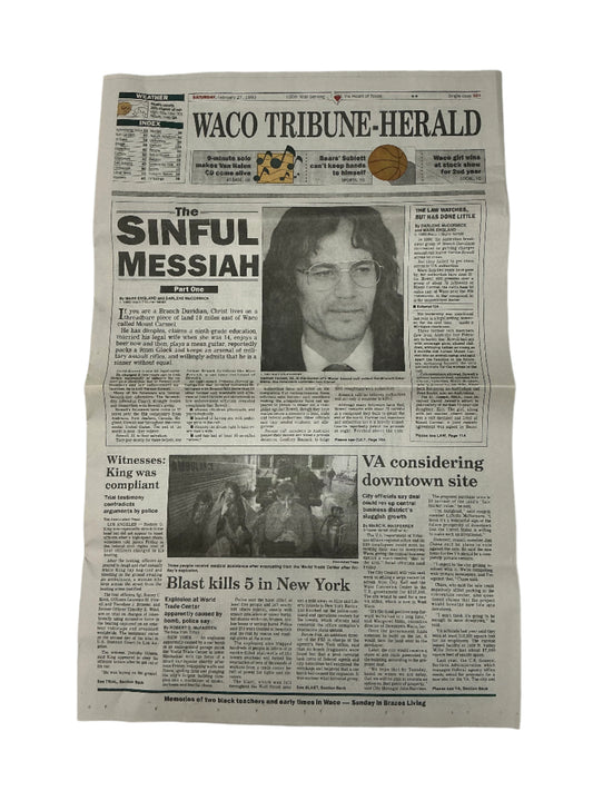 David Koresh Newspaper Waco (2018) Movie Prop Y'allywood Props
