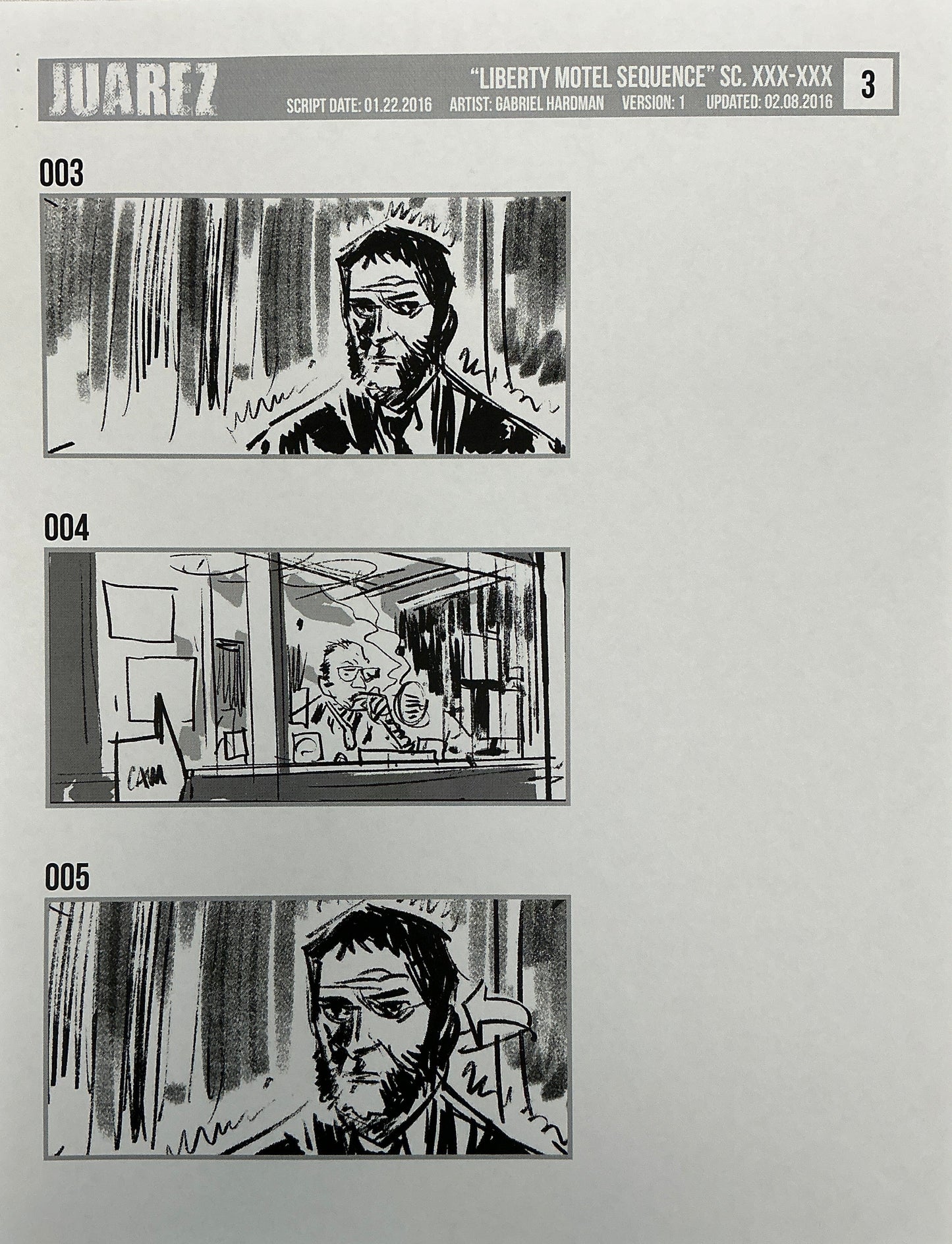 Storyboards Liberty Motel Scene 31 Logan (2017) Memorabilia Y'allywood Props 3