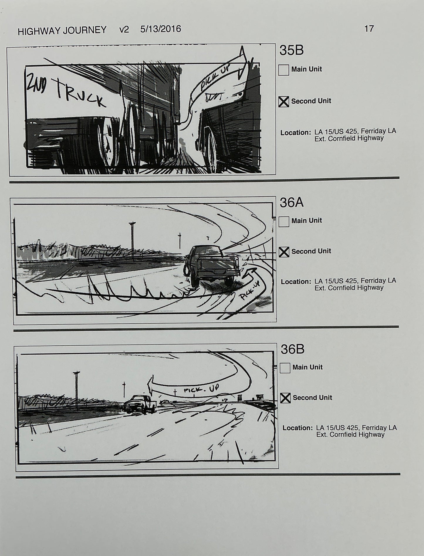 Storyboards Highway Journey Scene Logan (2017) Memorabilia Y'allywood Props 17