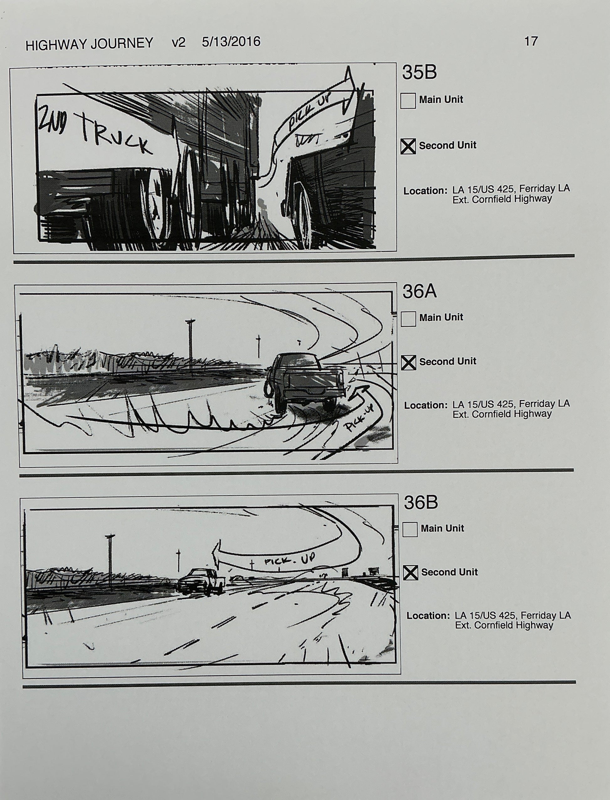 Storyboards Highway Journey Scene Logan (2017) Memorabilia Y'allywood Props 17