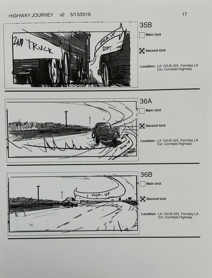 Storyboards Highway Journey Scene Logan (2017) Memorabilia Y'allywood Props 17