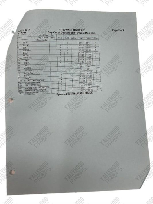 Day out of Days Report S2E5 The Walking Dead Movie Prop Y'allywood Props