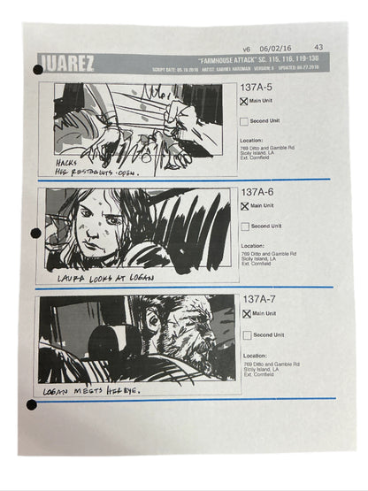 Storyboards Juarez Scene 115, 116, 119-136 Logan (2017)