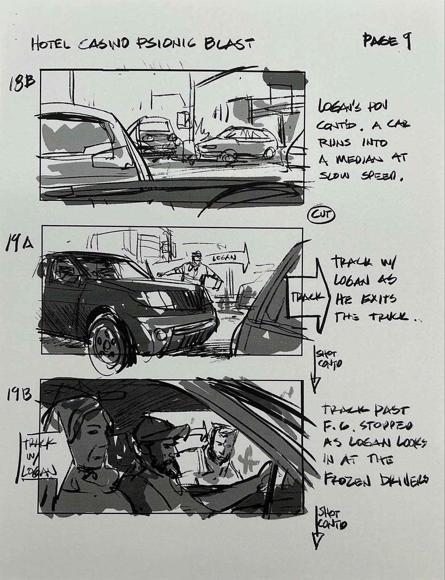 Storyboards Hotel Casino Psionic Blast Scene Logan (2017) Memorabilia Y'allywood Props 9