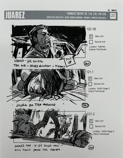 Storyboards Juarez Charle's Death Scenes 115-125 Logan (2017) Memorabilia Y'allywood Props 23