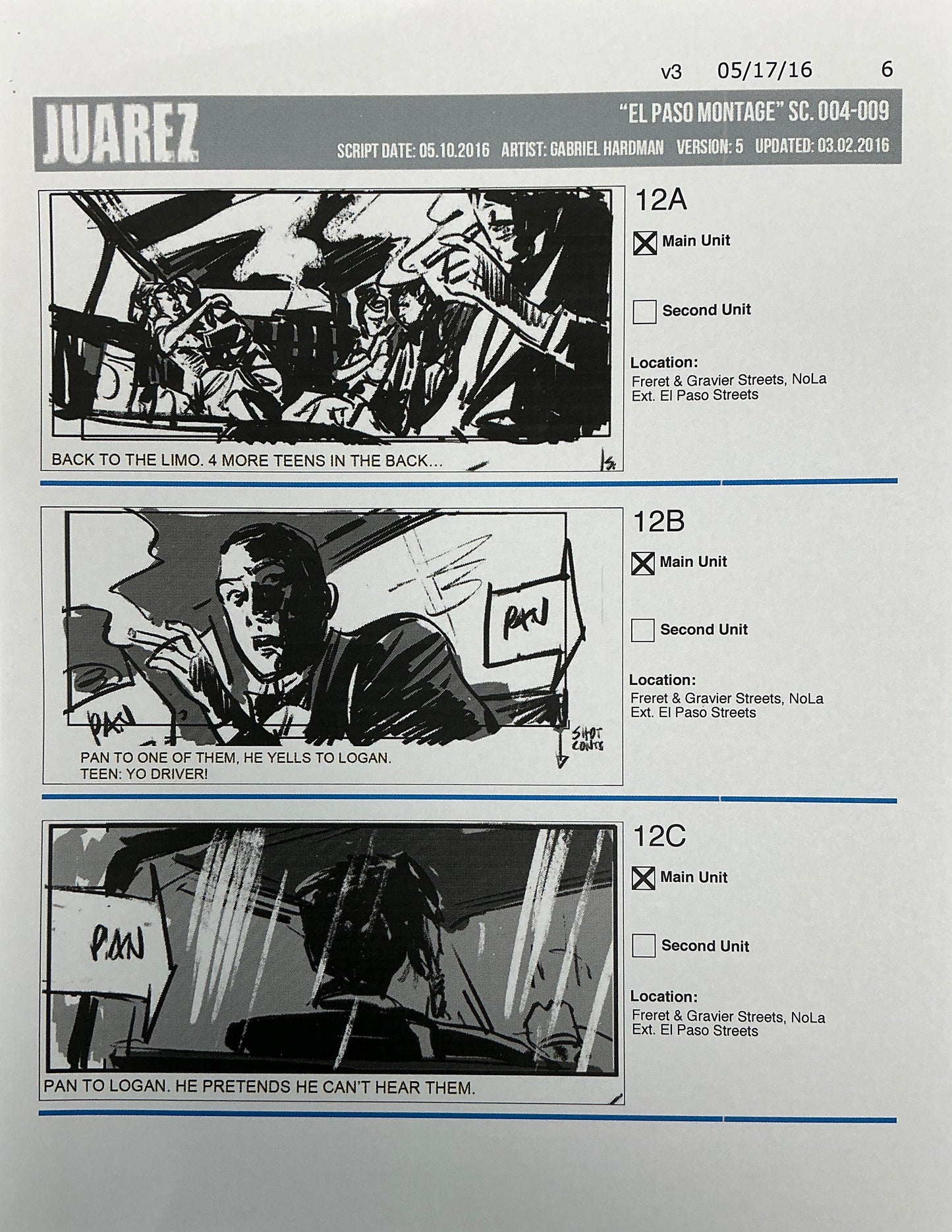 Storyboards Juarez "El Paso Montage" Logan (2017) Memorabilia Y'allywood Props 6