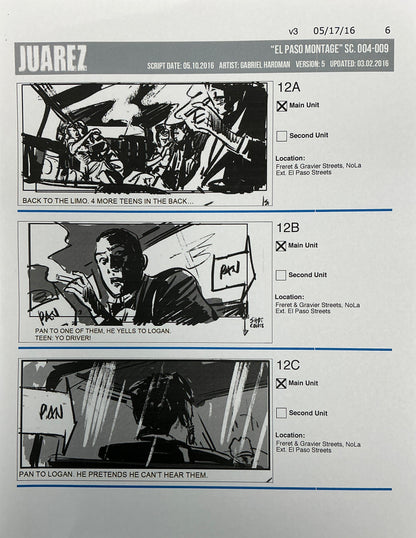 Storyboards Juarez "El Paso Montage" Logan (2017) Memorabilia Y'allywood Props 6