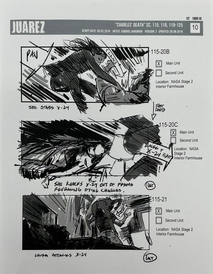 Storyboards Juarez Charle's Death Scenes 115-125 Logan (2017) Memorabilia Y'allywood Props 10