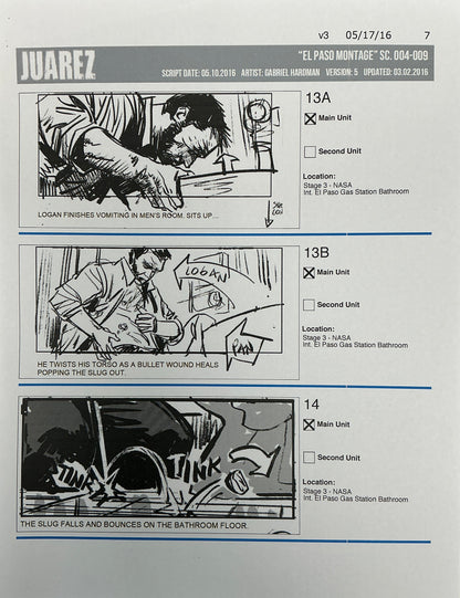 Storyboards Juarez "El Paso Montage" Logan (2017) Memorabilia Y'allywood Props 7