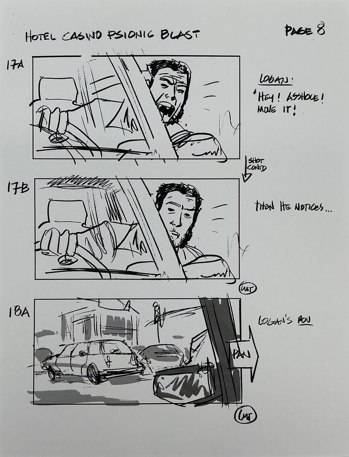 Storyboards Hotel Casino Psionic Blast Scene Logan (2017) Memorabilia Y'allywood Props 8