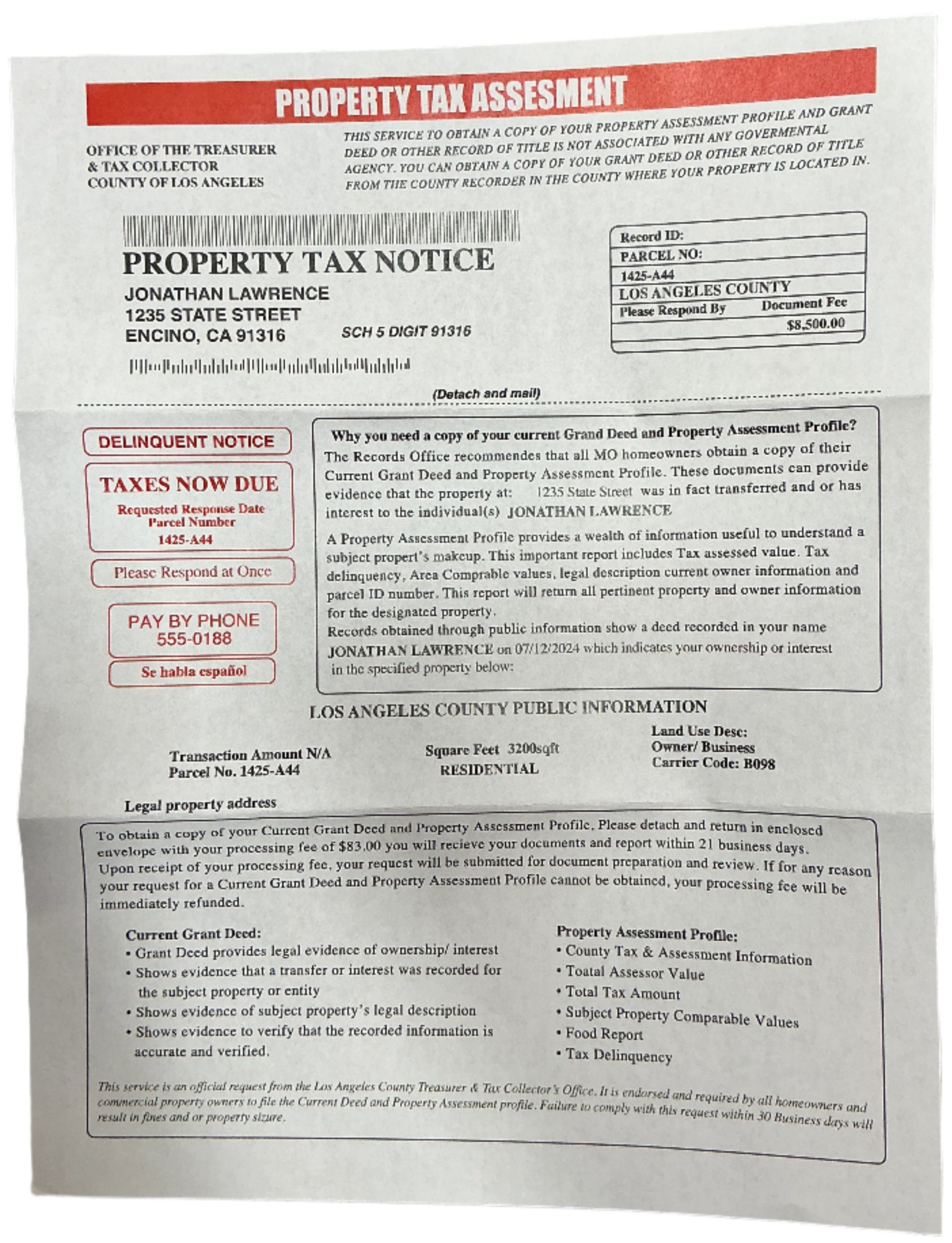 Johnny's Property Tax Notice S6E15 Cobra Kai Movie Prop Y'allywood Props