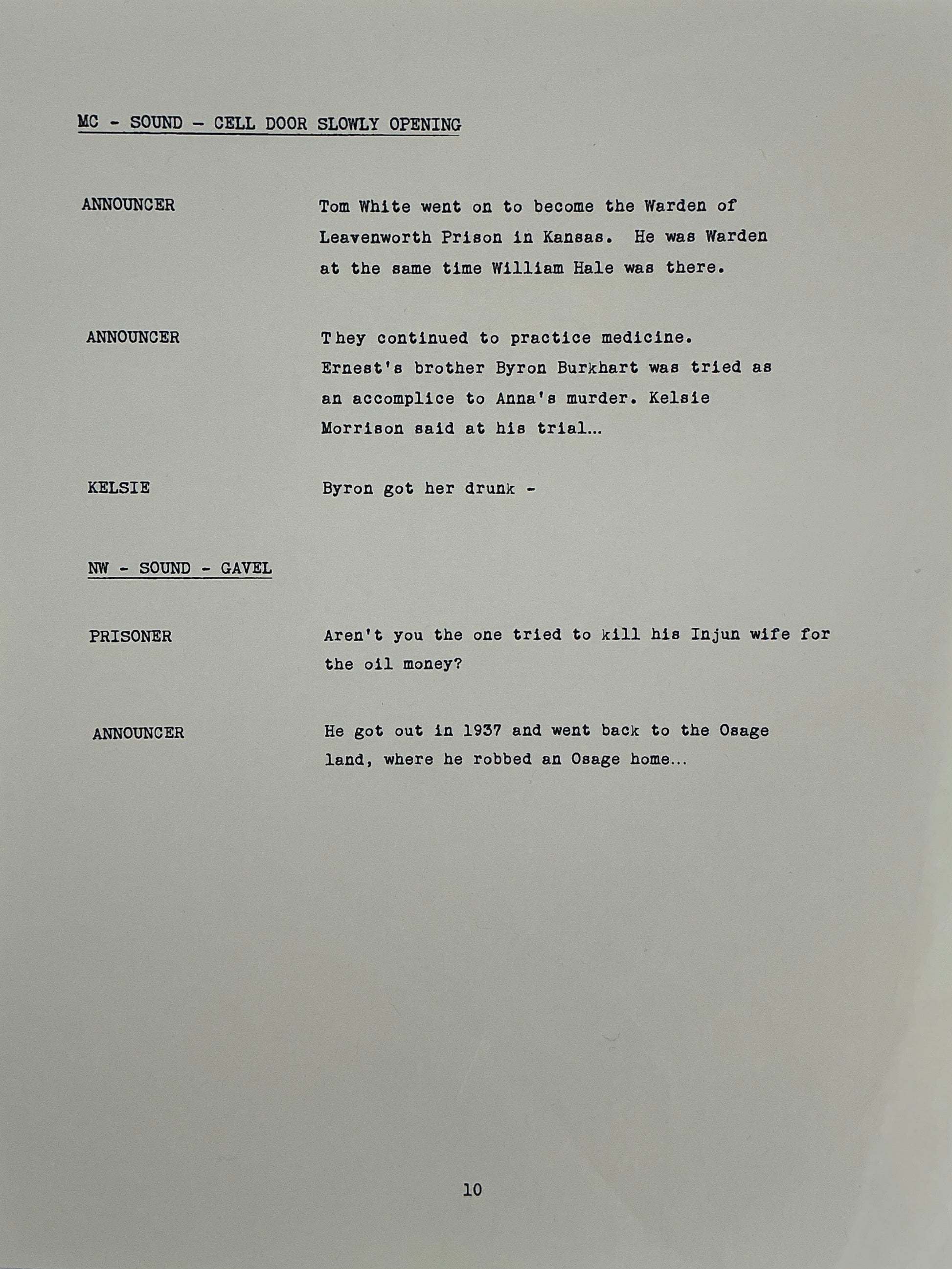 Radio Announcer's Script Killers of the Flower Moon (2023) Movie Props Y'allywood Props