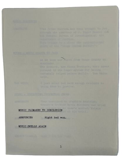 Radio Show Foley Artist's Script Killers of the Flower Moon (2023) Movie Props Y'allywood Props Marko Costanzo