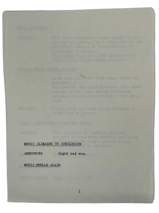Radio Show Foley Artist's Script Killers of the Flower Moon (2023) Movie Props Y'allywood Props Marko Costanzo
