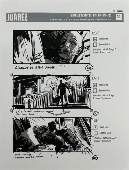 Storyboards Juarez Charle's Death Scenes 115-125 Logan (2017)