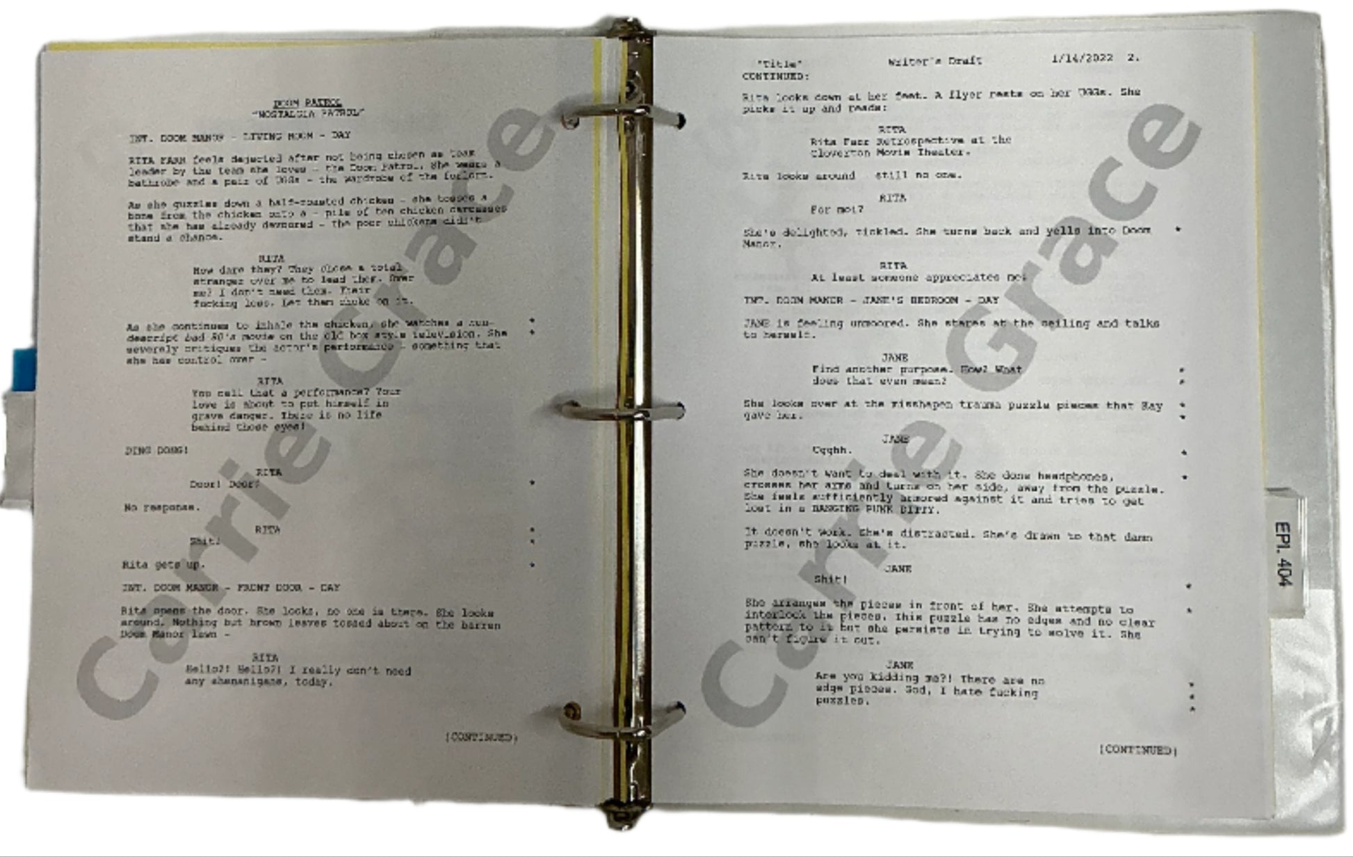 Scripts Episodes 401-405 Doom Patrol (2019) Movie Prop Y'allywood Props