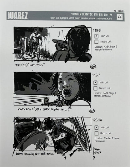Storyboards Juarez Charle's Death Scenes 115-125 Logan (2017) Memorabilia Y'allywood Props 22