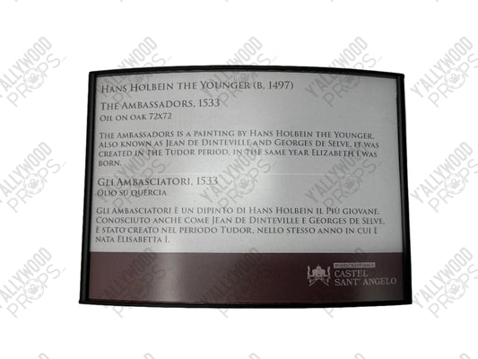 Egg Museum Placard Red Notice (2021) Movie Prop Y'allywood Props GLI AMBASCIATORI