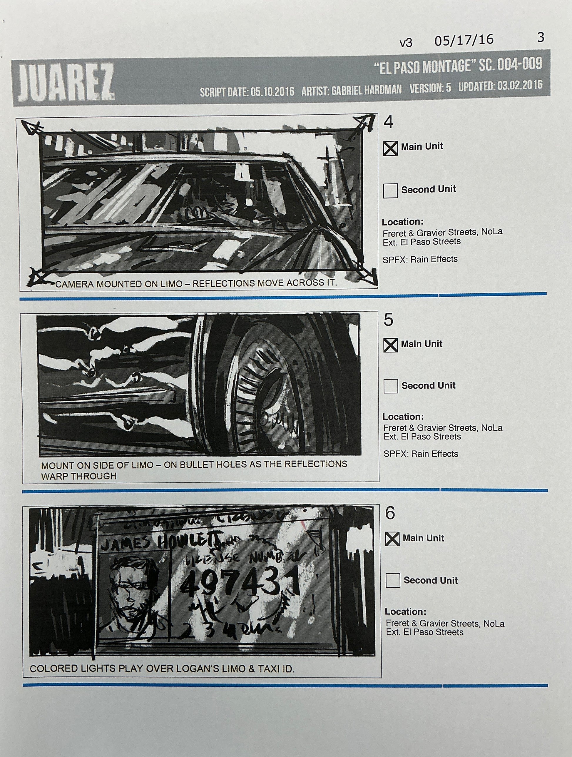 Storyboards Juarez "El Paso Montage" Logan (2017) Memorabilia Y'allywood Props 3
