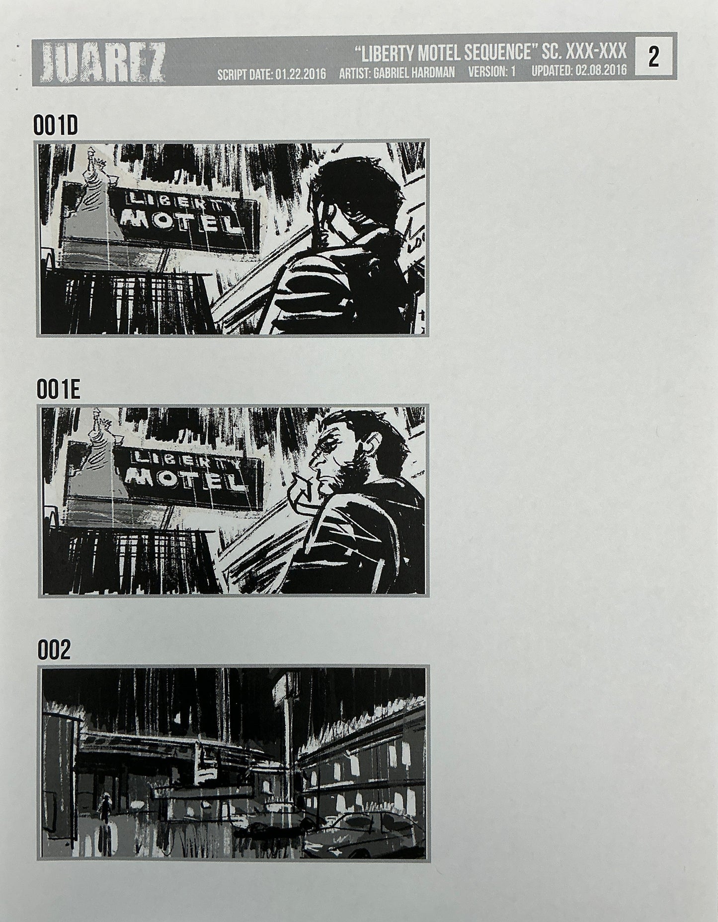 Storyboards Liberty Motel Scene 31 Logan (2017) Memorabilia Y'allywood Props 2