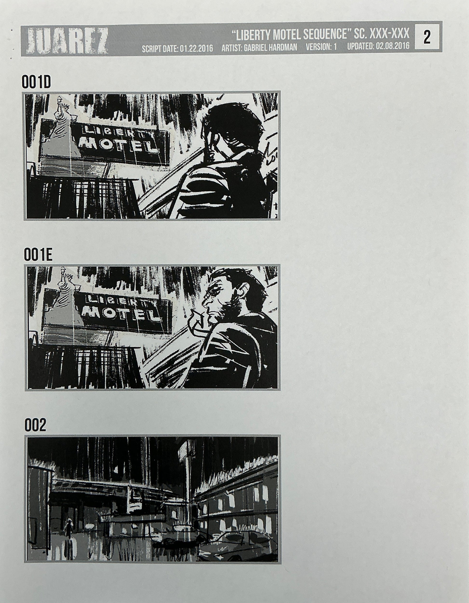 Storyboards Liberty Motel Scene 31 Logan (2017) Memorabilia Y'allywood Props 2