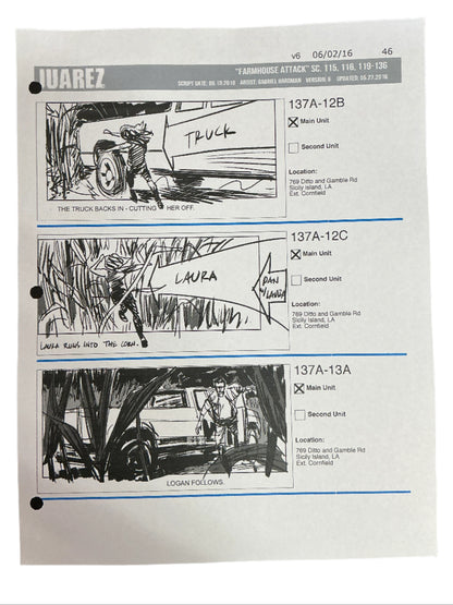 Storyboards Juarez Scene 115, 116, 119-136 Logan (2017)
