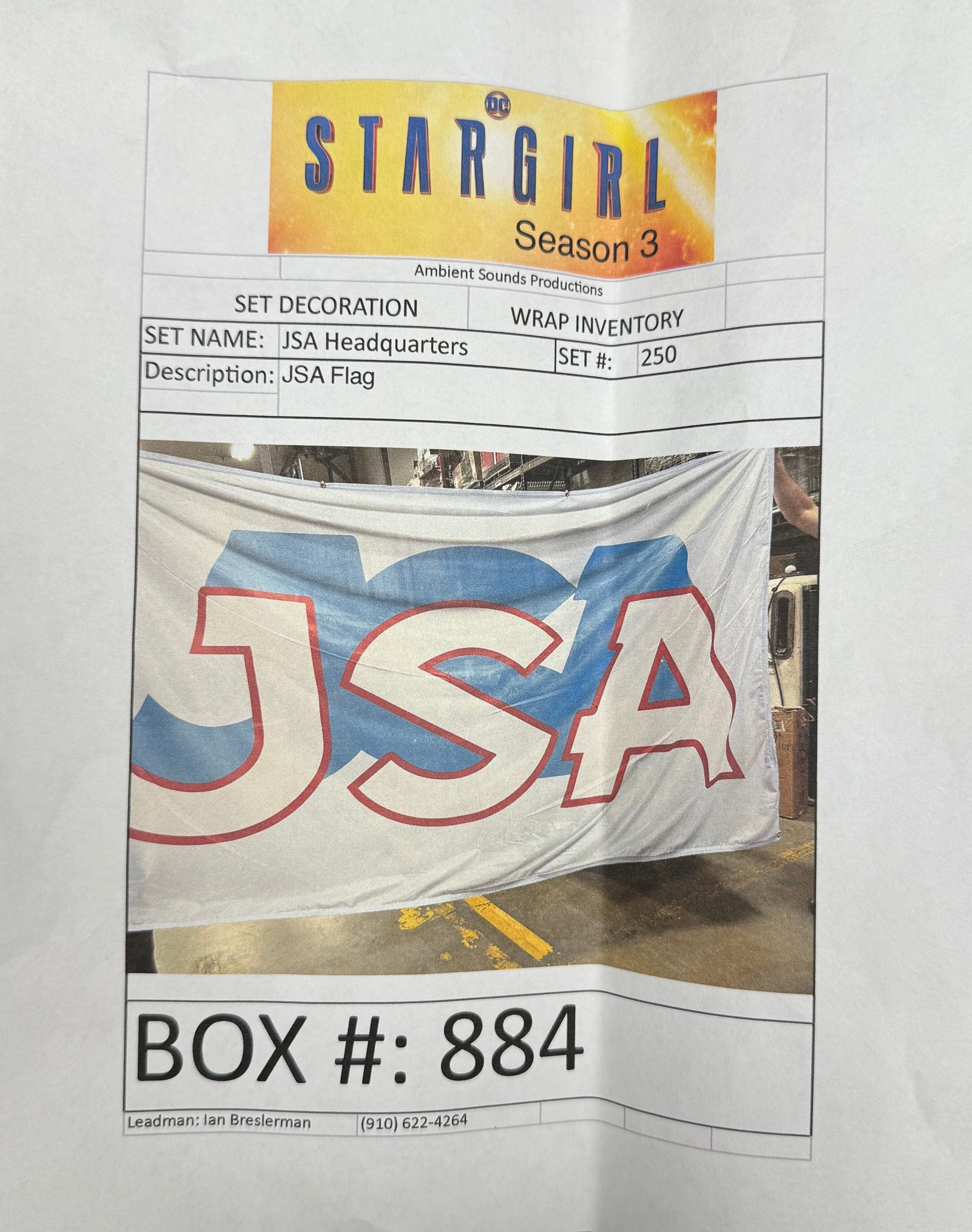 JSA Flag from JSA HQ Stargirl TV Series (2020) Movie Prop Y'allywood Props