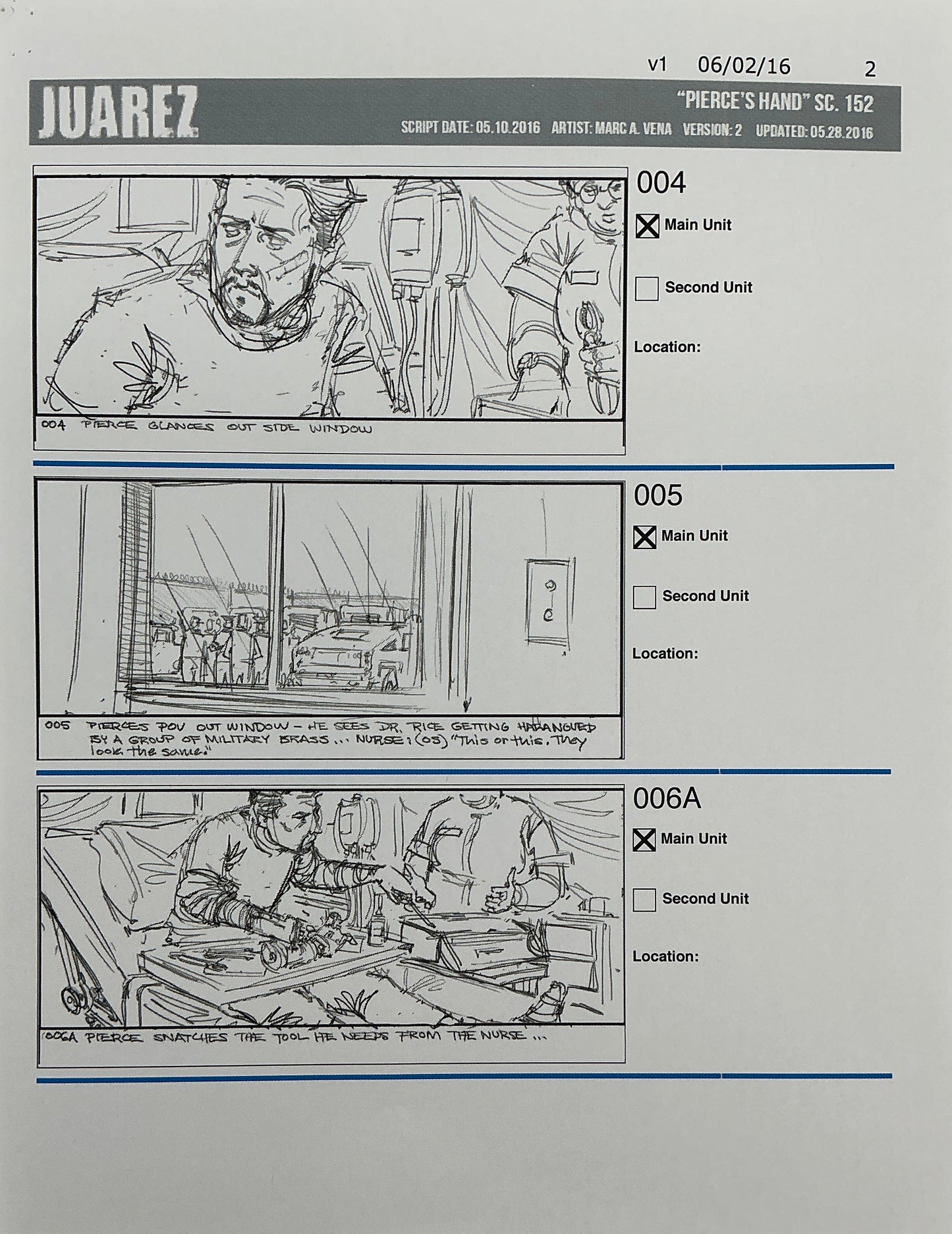Storyboards Juarez Scene 152 "Pierce's Hand" Logan (2017) Memorabilia Y'allywood Props Paper 2