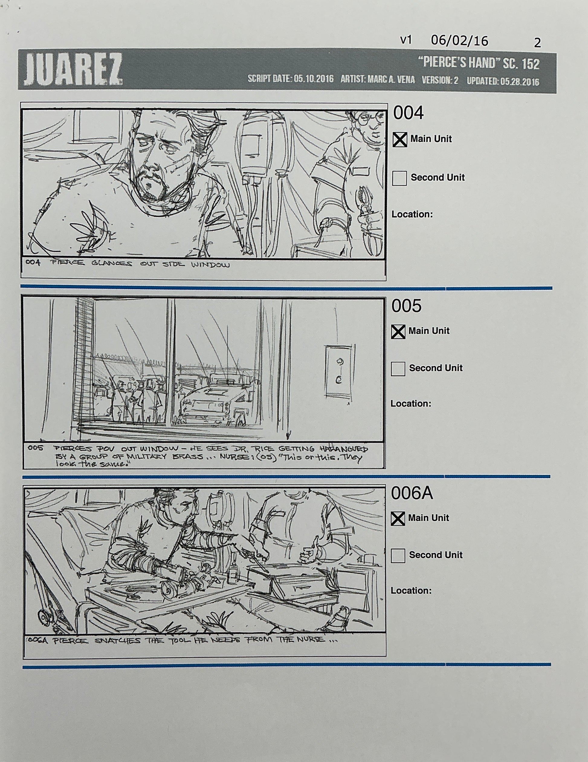 Storyboards Juarez Scene 152 "Pierce's Hand" Logan (2017) Memorabilia Y'allywood Props Paper 2
