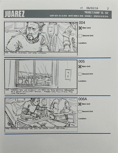 Storyboards Juarez Scene 152 "Pierce's Hand" Logan (2017) Memorabilia Y'allywood Props Paper 2