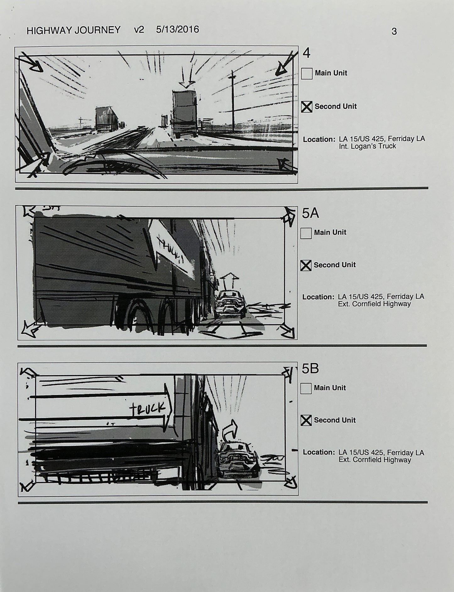 Storyboards Highway Journey Scene Logan (2017) Memorabilia Y'allywood Props 3