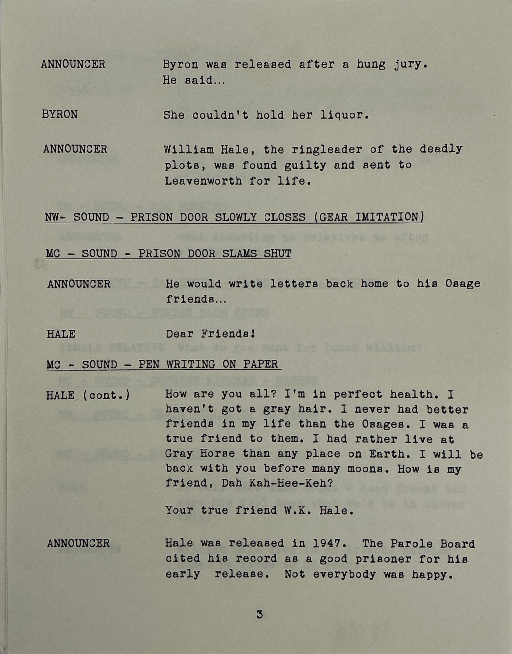 Radio Show Conductor's Script Killers of the Flower Moon (2023) Movie Props Y'allywood Props