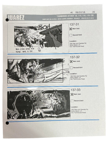 Storyboards Juarez Scene 115, 116, 119-136 Logan (2017)