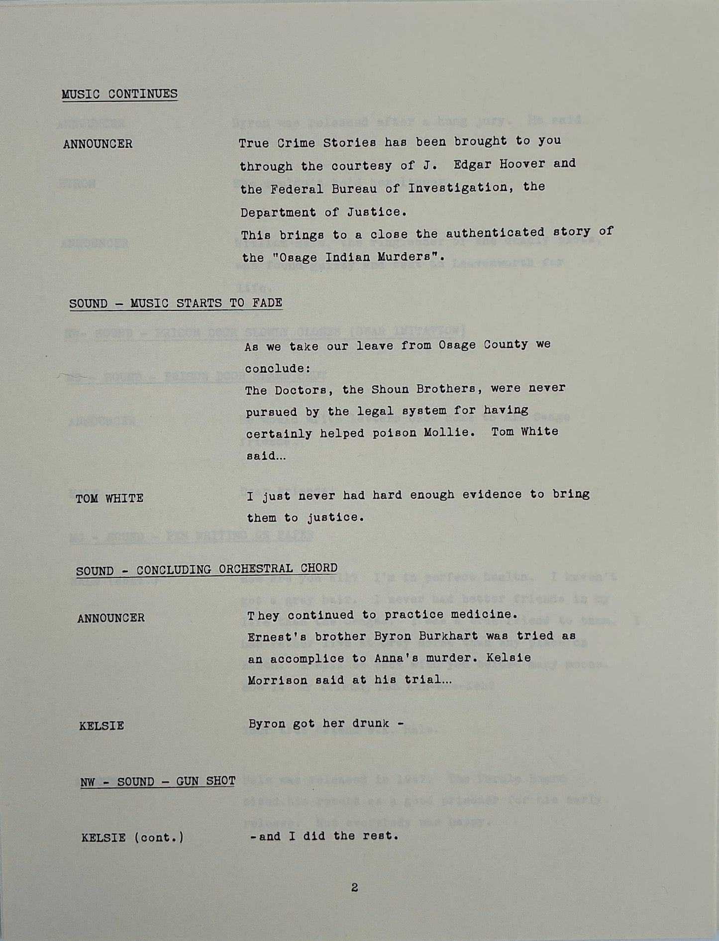 Radio Show Conductor's Script Killers of the Flower Moon (2023) Movie Props Y'allywood Props