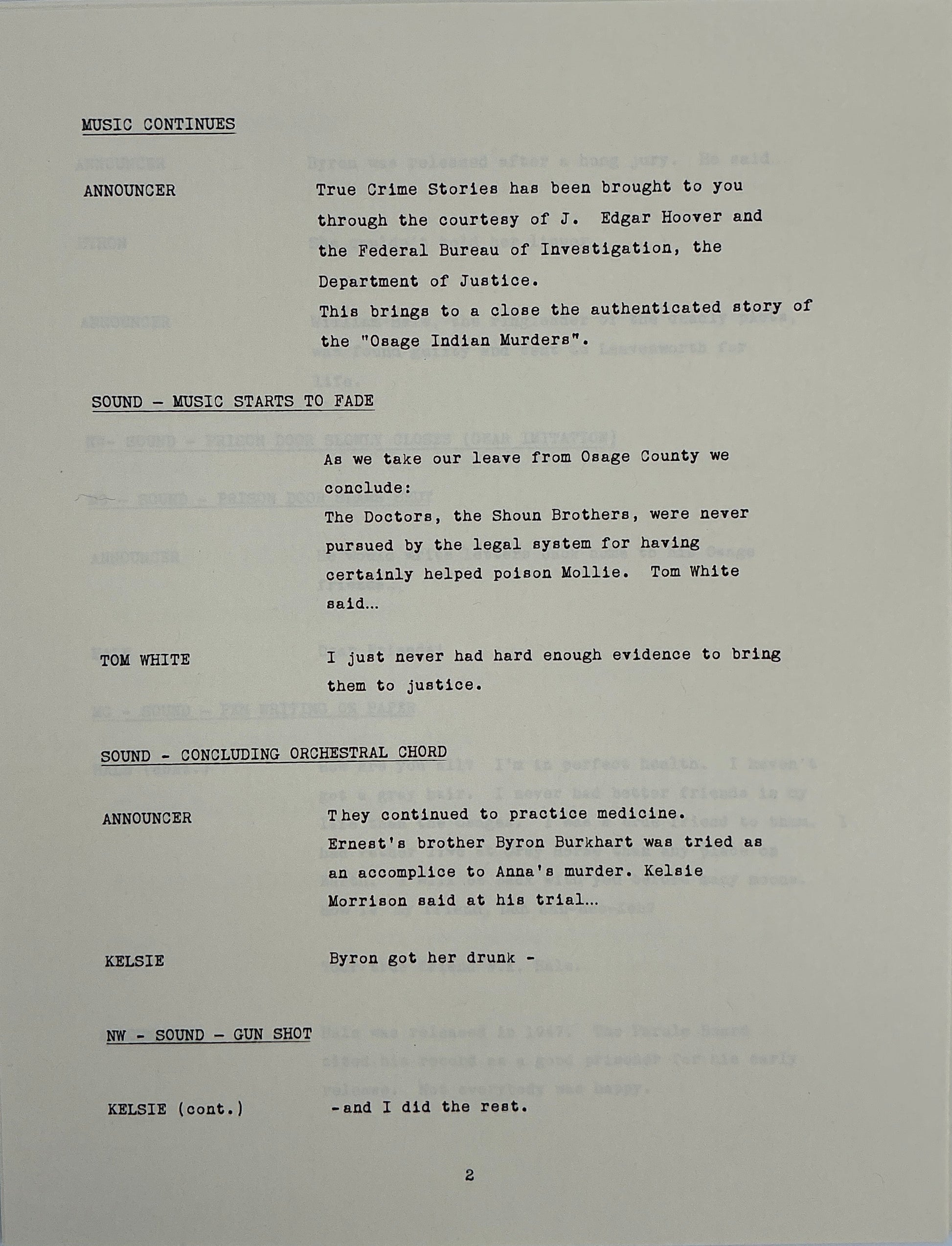 Radio Show Conductor's Script Killers of the Flower Moon (2023) Movie Props Y'allywood Props