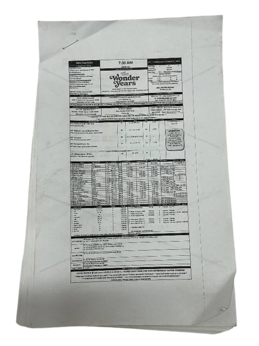 The Wonder Years (2021) Call Sheet & Script S1E11 Movie Prop Y'allywood Props