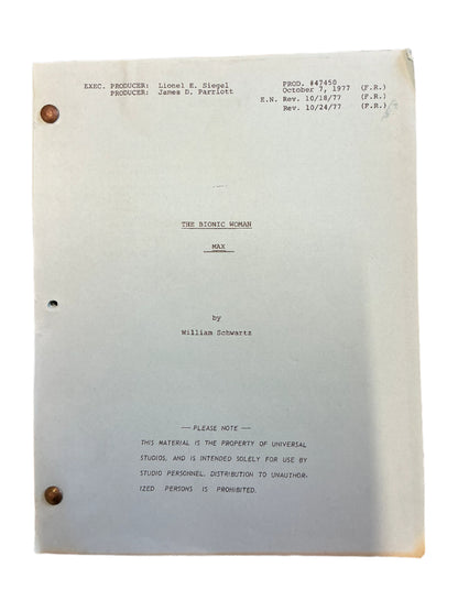 Original Script S3E10 The Bionic Woman (1976-1978) Memorabilia Y'allywood Props