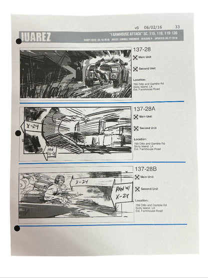 Storyboards Juarez Scene 115, 116, 119-136 Logan (2017)