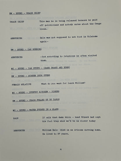 Radio Announcer's Script Killers of the Flower Moon (2023) Movie Props Y'allywood Props