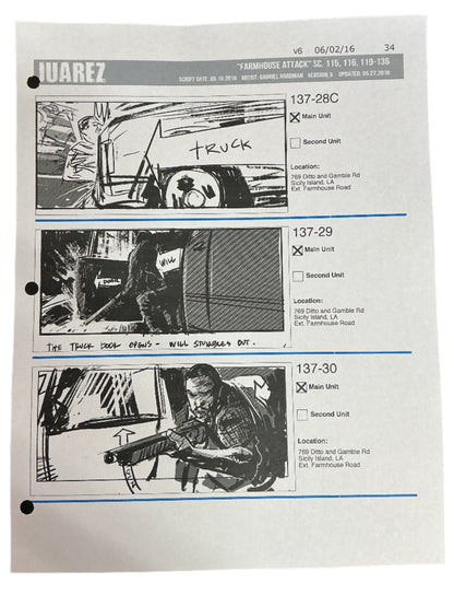 Storyboards Juarez Scene 115, 116, 119-136 Logan (2017)