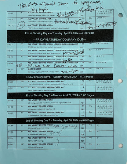 Shooting Schedule Season 6 Episodes 14 & 15 Cobra Kai Memorabilia Y'allywood Props