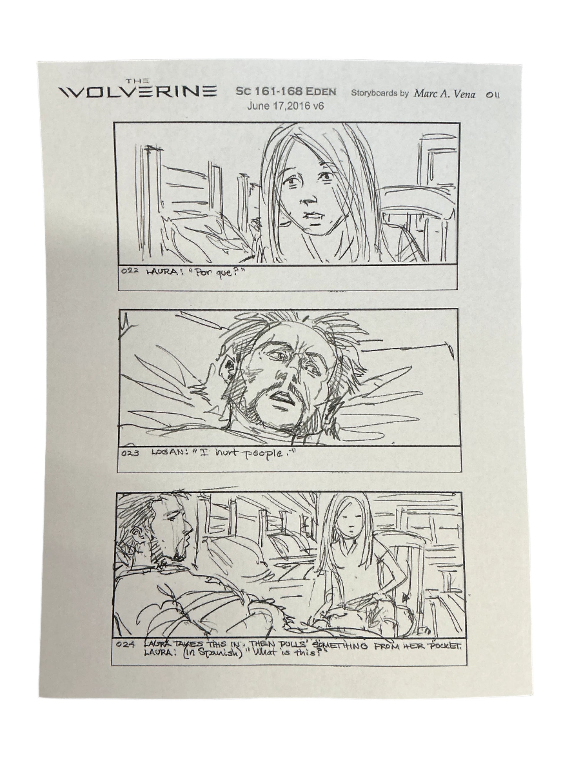 Storyboards Eden Scene 161-168 Logan (2017) Memorabilia Y'allywood Props Paper 22
